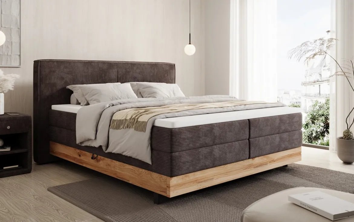Holzbett/Boxspringbett Nero mit Stauraum in Cord