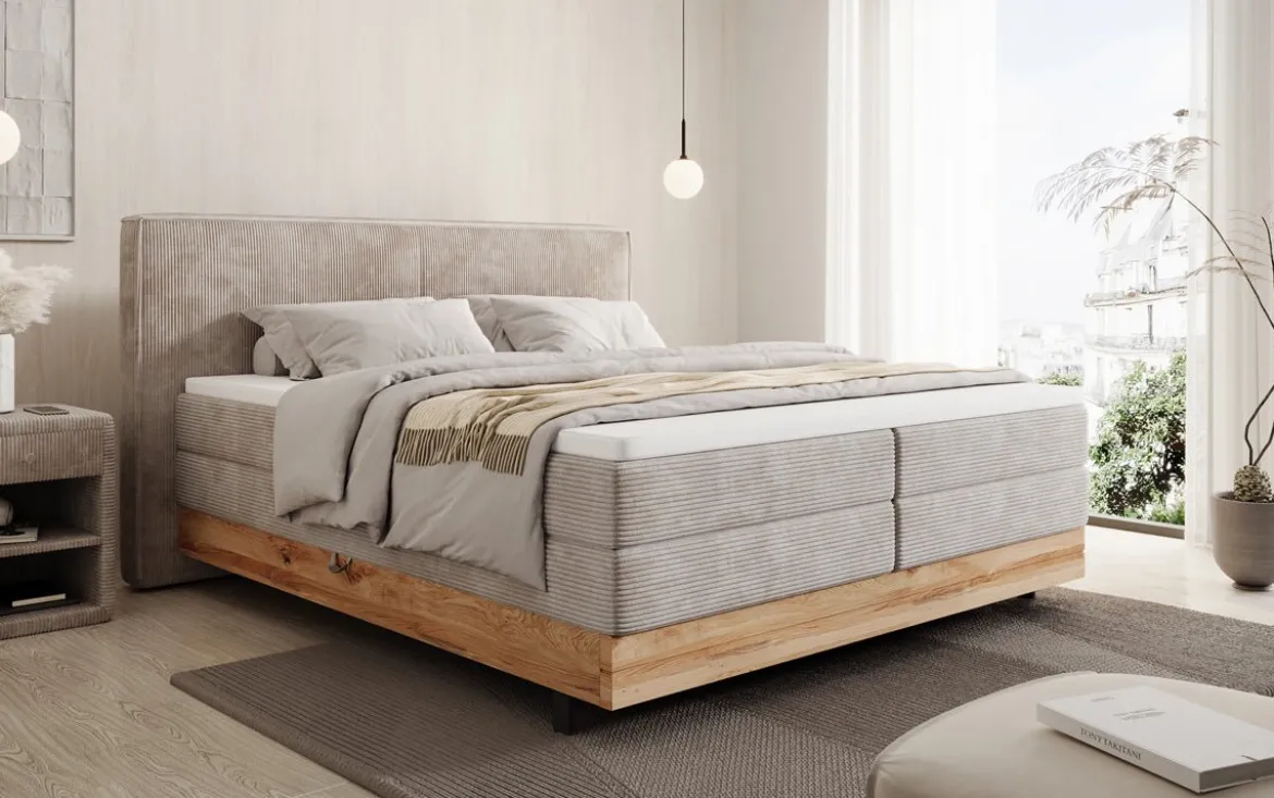 Holzbett/Boxspringbett Nero mit Stauraum in Cord