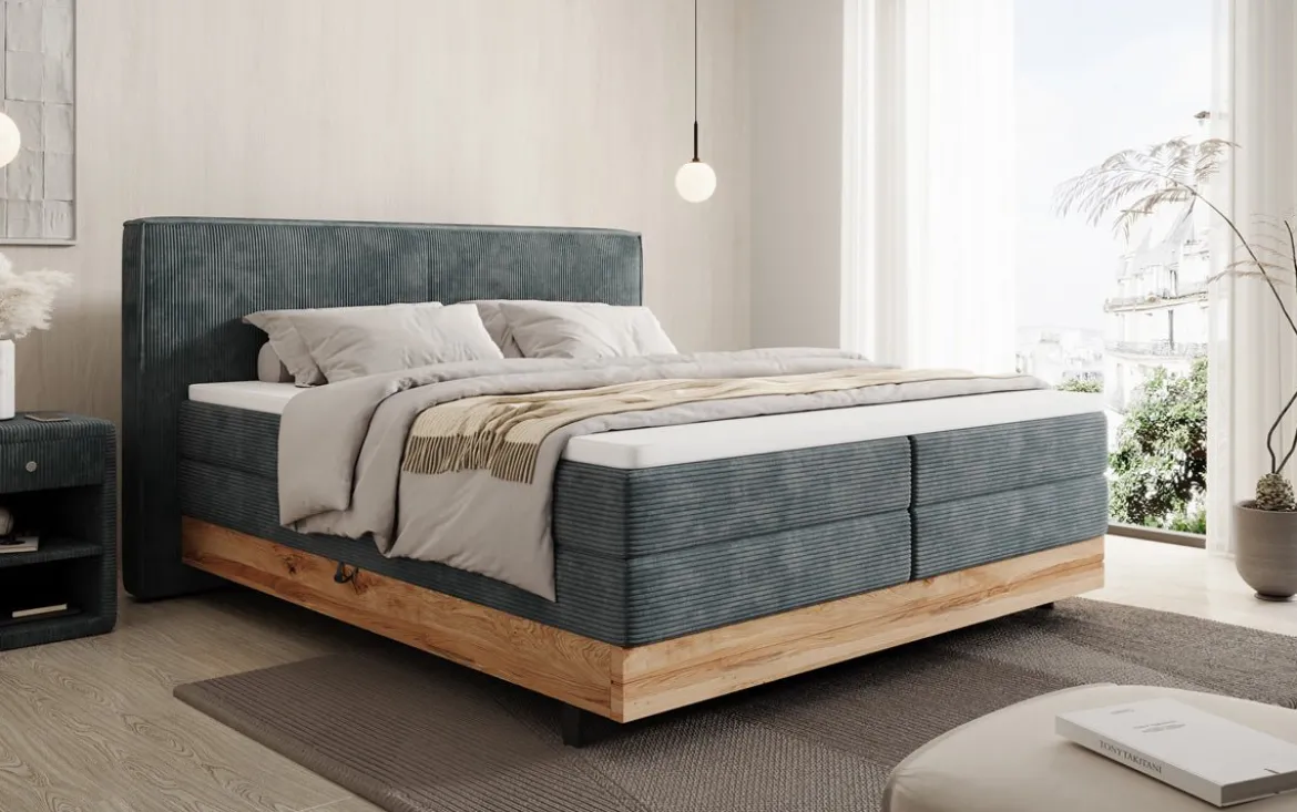 Holzbett/Boxspringbett Nero mit Stauraum in Cord