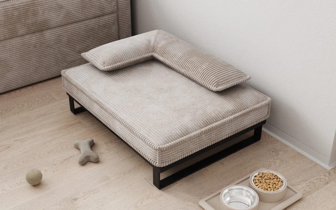 Hundebett Milo – 80×60 cm mit Cordbezug & Metallrahmen