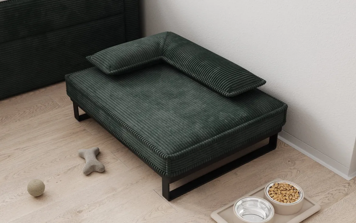 Hundebett Milo – 80×60 cm mit Cordbezug & Metallrahmen