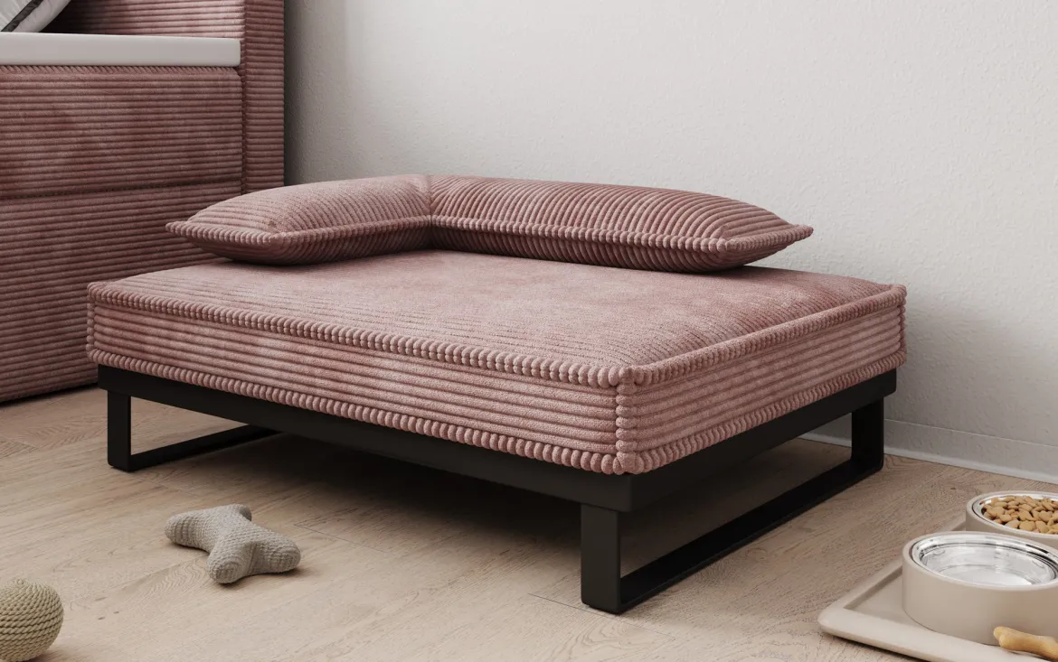 Hundebett Milo – 80×60 cm mit Cordbezug & Metallrahmen