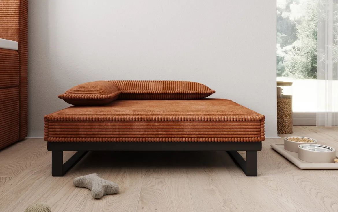 Hundebett Milo – 80×60 cm mit Cordbezug & Metallrahmen