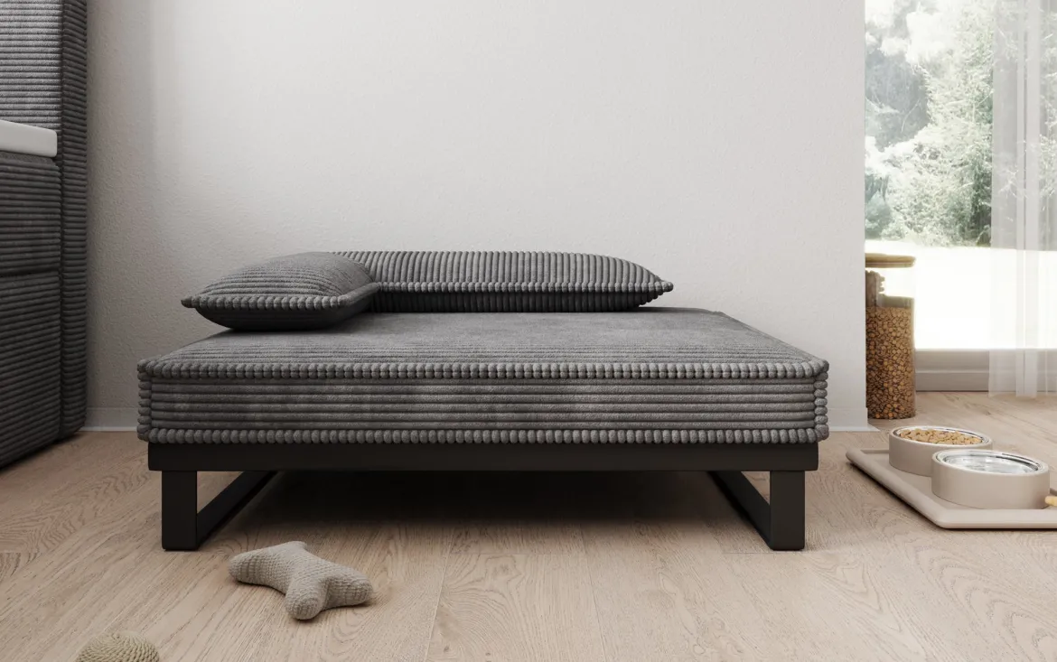 Hundebett Milo – 80×60 cm mit Cordbezug & Metallrahmen