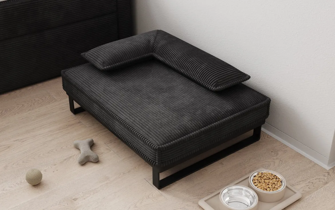 Hundebett Milo – 80×60 cm mit Cordbezug & Metallrahmen