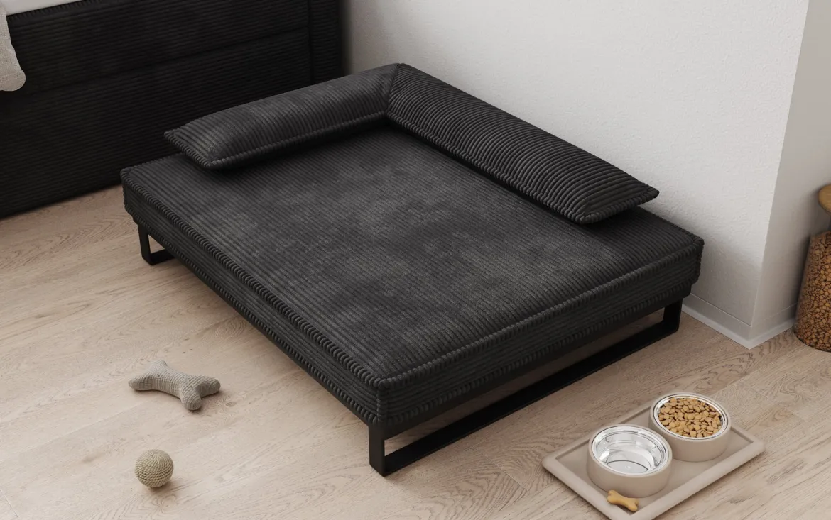 Hundebett Milo – 80×100 cm mit Cordbezug & Metallrahmen