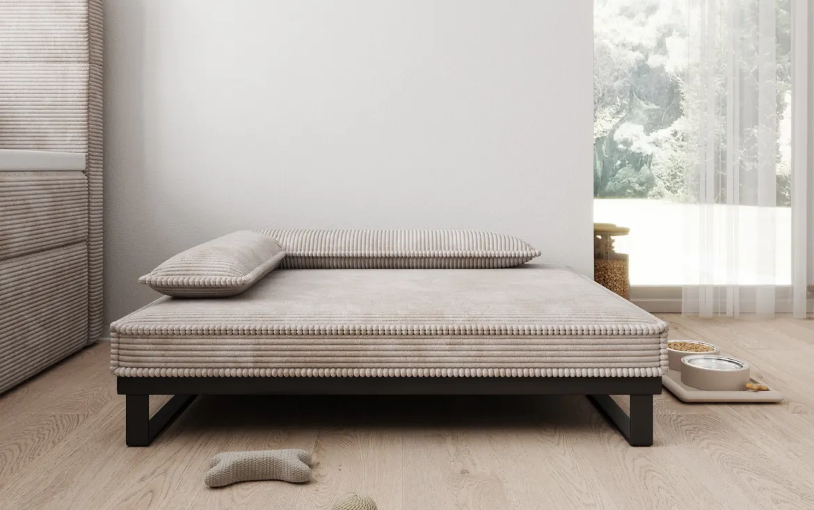 Hundebett Milo – 80×100 cm mit Cordbezug & Metallrahmen