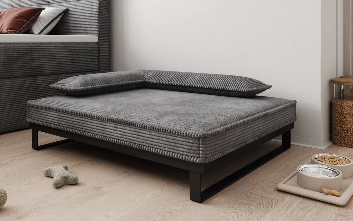 Hundebett Milo – 80×100 cm mit Cordbezug & Metallrahmen