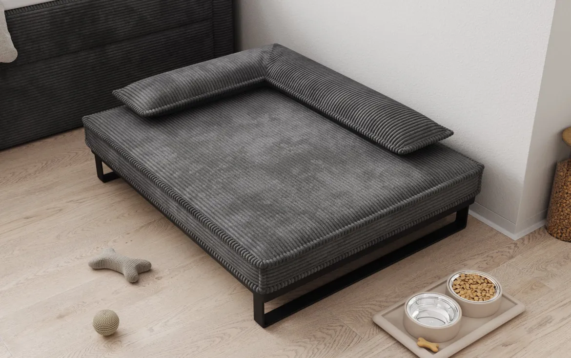 Hundebett Milo – 80×100 cm mit Cordbezug & Metallrahmen