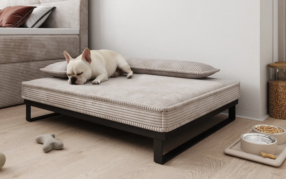 Hundebett Milo – 80×100 cm mit Cordbezug & Metallrahmen