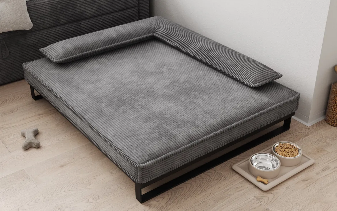 Hundebett Milo – 100x120 cm mit Cordbezug & Metallrahmen