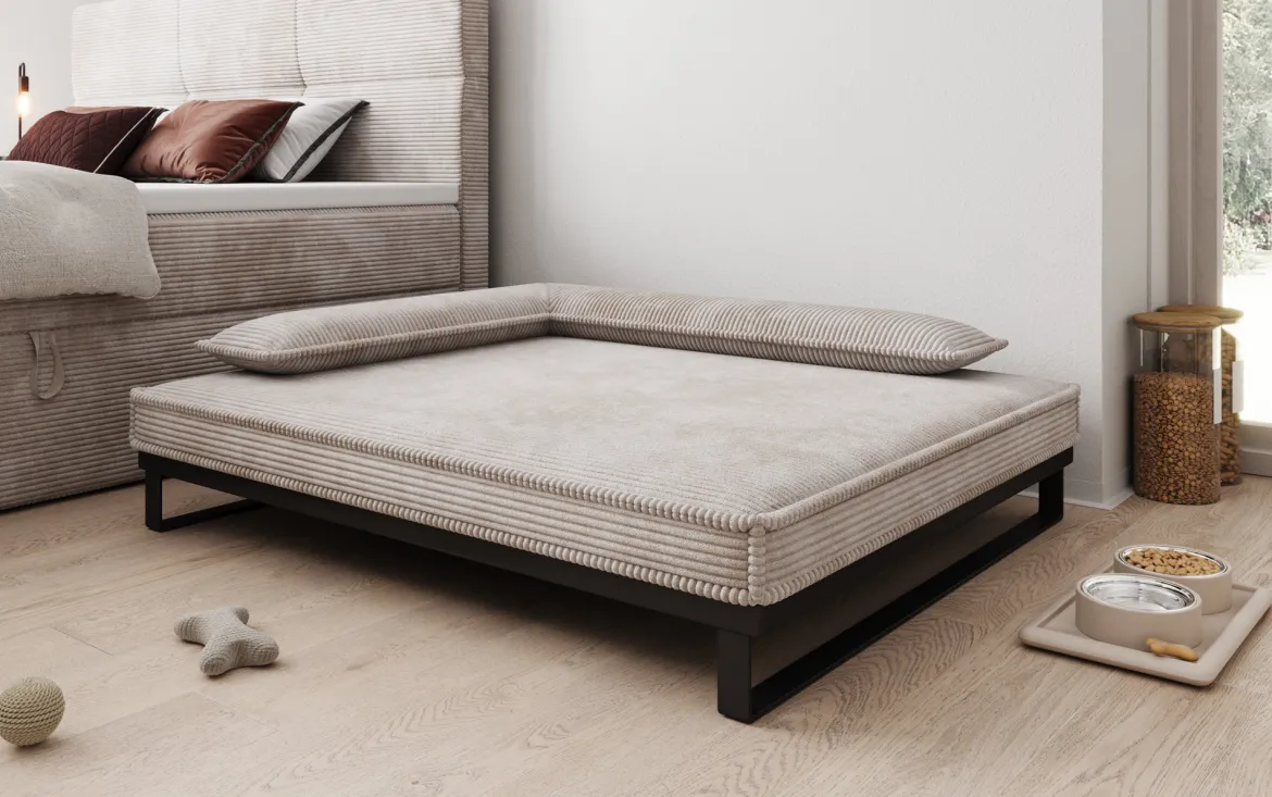 Hundebett Milo – 100x120 cm mit Cordbezug & Metallrahmen