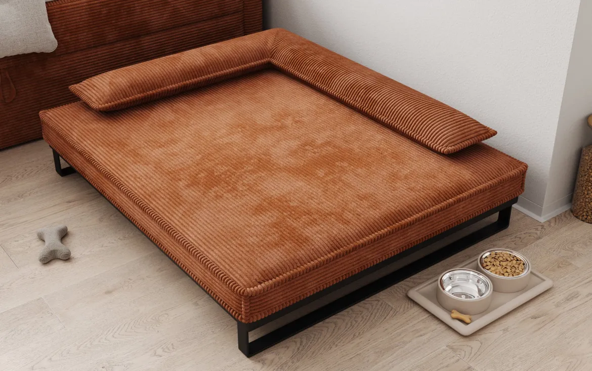 Hundebett Milo – 100x120 cm mit Cordbezug & Metallrahmen