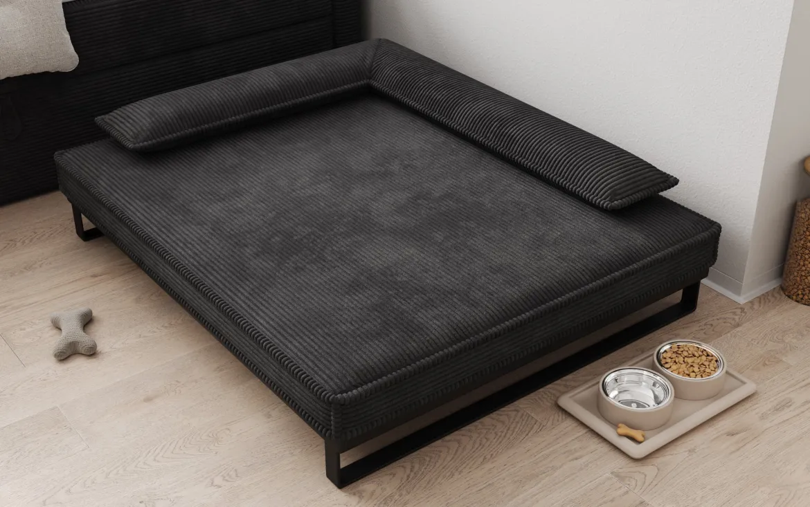 Hundebett Milo – 100x120 cm mit Cordbezug & Metallrahmen