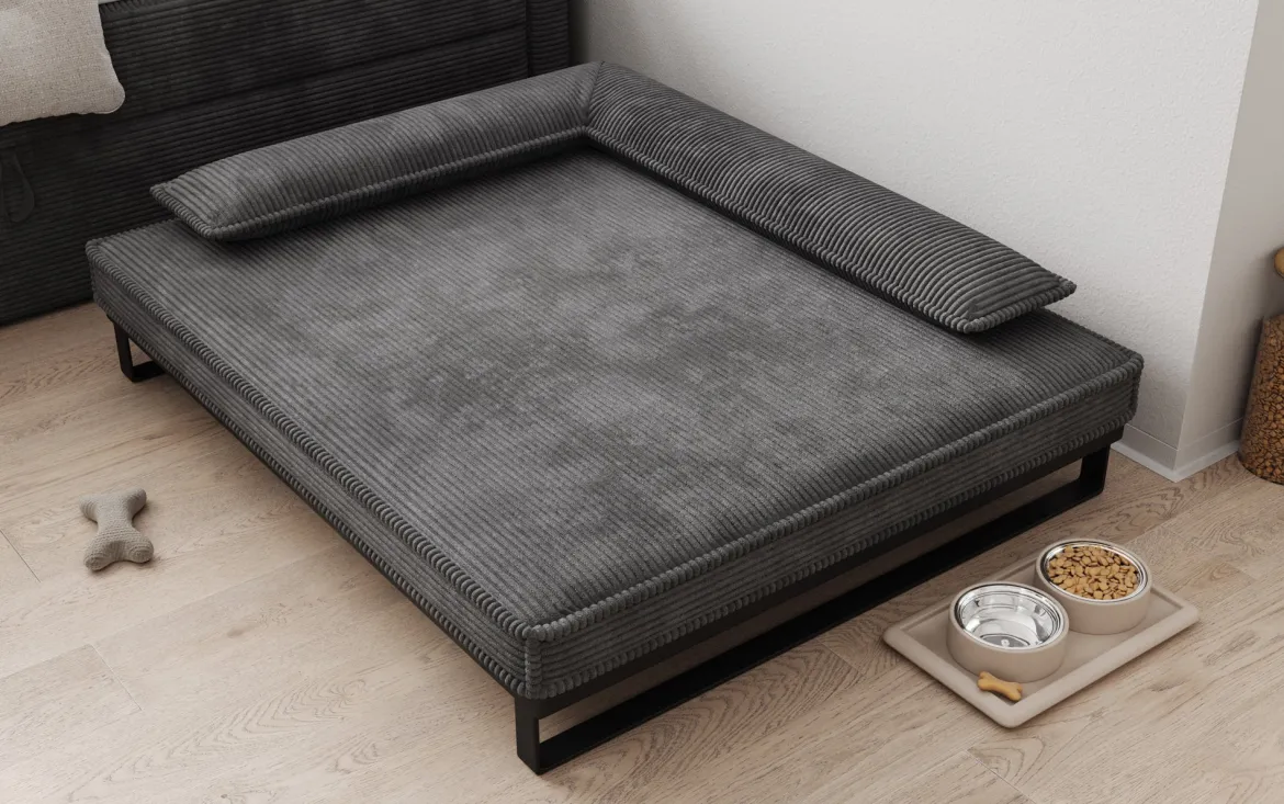 Hundebett Milo – 100x120 cm mit Cordbezug & Metallrahmen