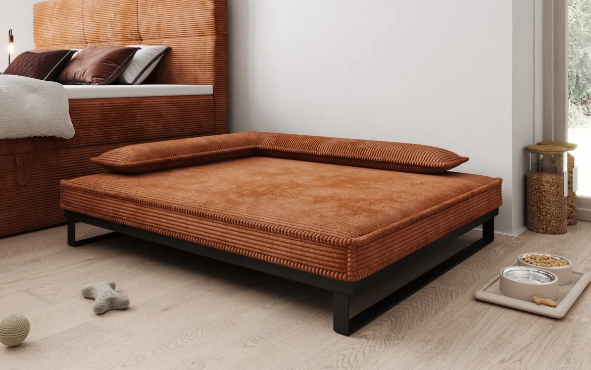Hundebett Milo – 100x120 cm mit Cordbezug & Metallrahmen