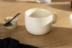 Kaffeetasse Liva - 2er-Set in Beige aus Keramik, in zwei Größen