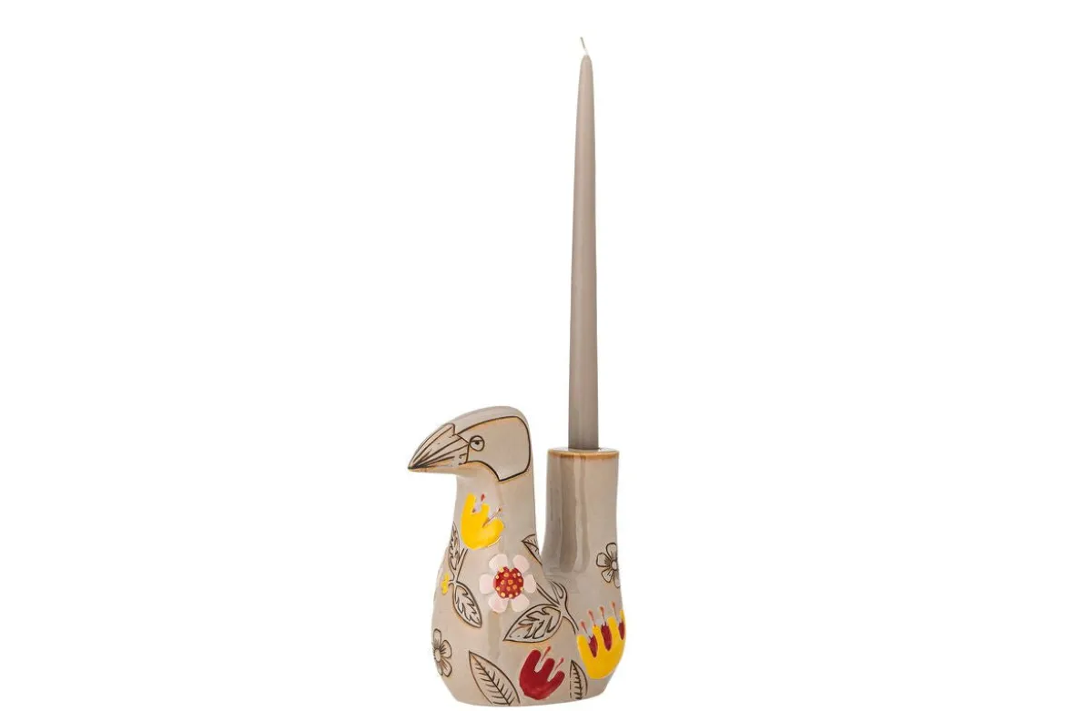 Kerzenhalter Aviya – Handbemalte Vogelfigur mit floralen Details