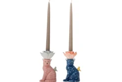 Kerzenhalter Felinea – Katzenmotiv mit reaktiver Glasur (2er-Set)