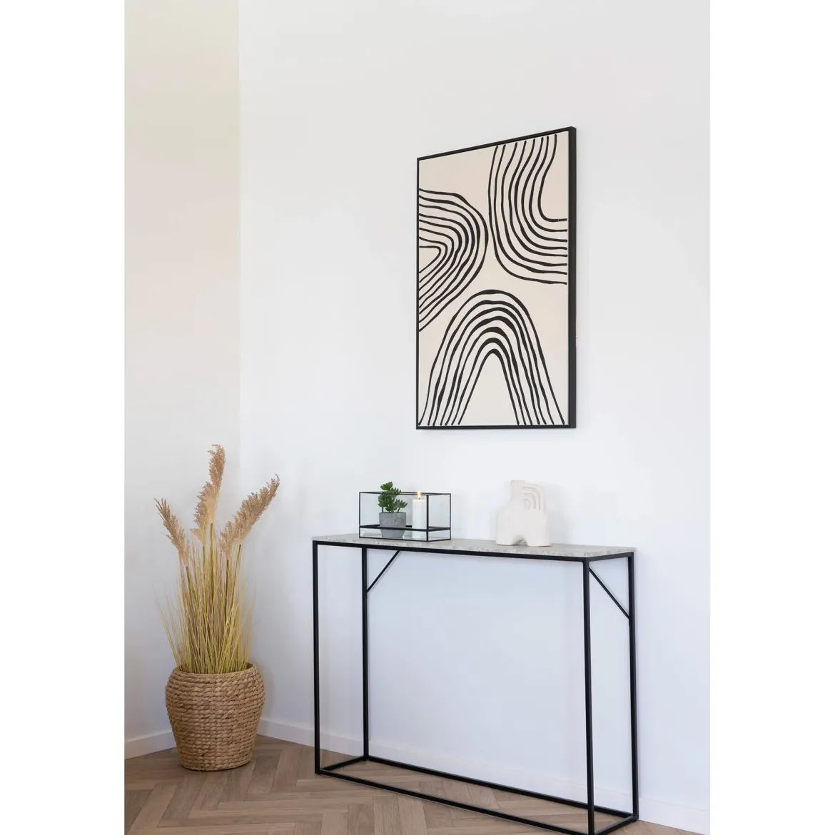 Kerzenhalter „Ferro Recta“ – Metall & Glas in Schwarz