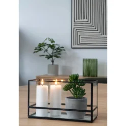 Kerzenhalter „Ferro Recta“ – Metall & Glas in Schwarz