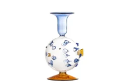 Kerzenhalter Fuad – mundgeblasenes Glas in Blau & Bernstein