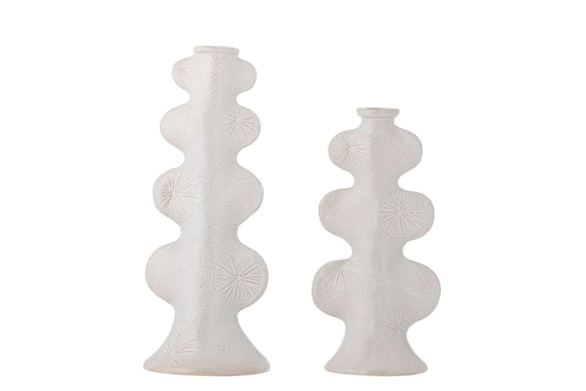 Kerzenhalter Lima – Weißes Steingut (2-teiliges Set)