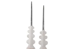 Kerzenhalter Lima – Weißes Steingut (2-teiliges Set)