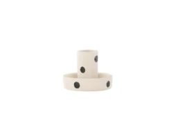 Kerzenhalter Lubica - Ø11 cm in Weiß mit schwarzen Punkten