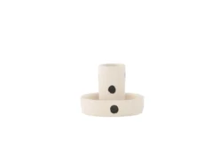 Kerzenhalter Lubica - Ø11 cm in Weiß mit schwarzen Punkten