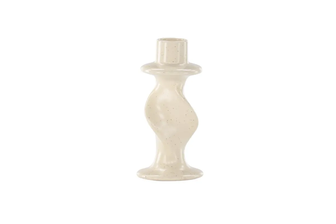 Kerzenhalter Medelin - Ø6 cm aus Steinzeug in der Farbe Beige