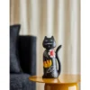 Kerzenhalter Nera – Handbemalte Katzenfigur mit floralen Akzenten