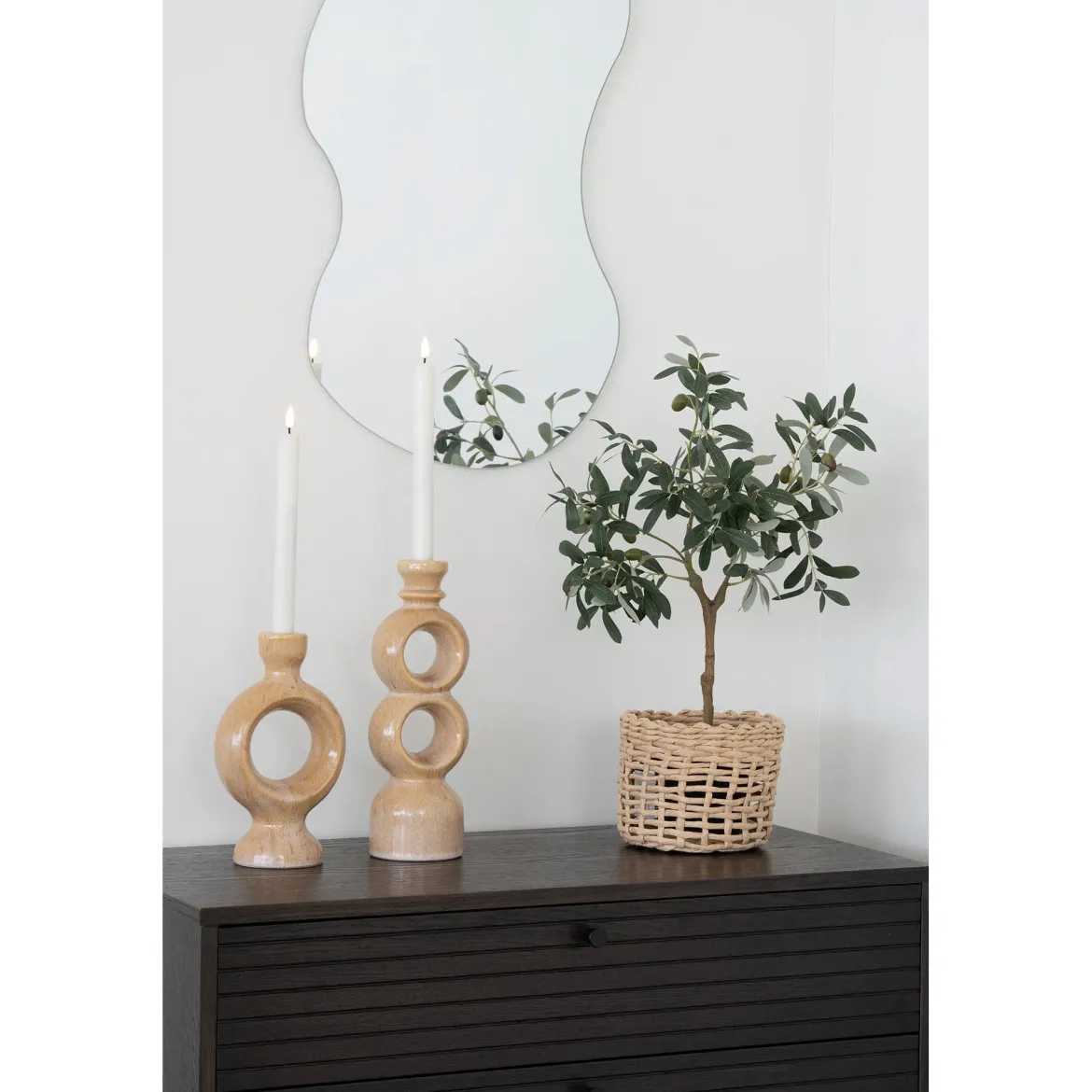 Kerzenhalter-Set „Anello Duo“ – Keramik in Braun
