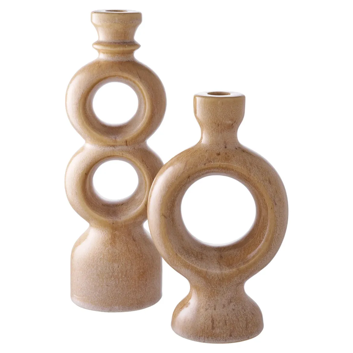 Kerzenhalter-Set „Anello Duo“ – Keramik in Braun