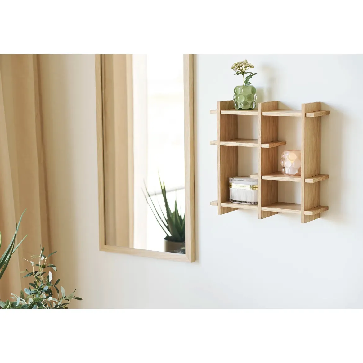 Kerzenhalter-Set „Bolla Duo“ – Glas in Beige & Grün (2er-Set)