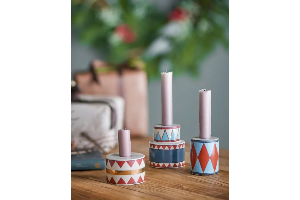 Kerzenhalter-Set Druma – Steingut, bunt (3er-Set)