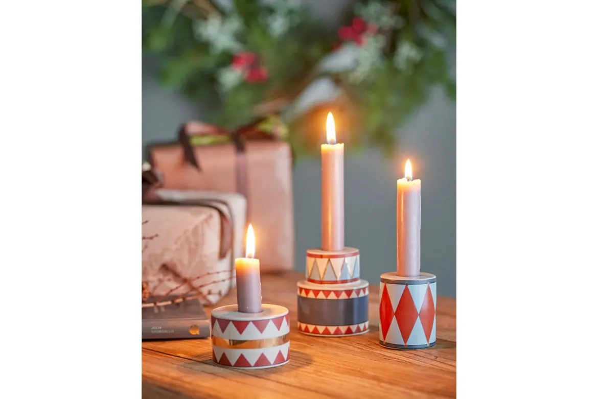 Kerzenhalter-Set Druma – Steingut, bunt (3er-Set)