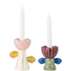Kerzenhalter-Set „Floria“ – Buntes Steingut (2-teilig)