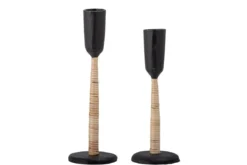 Kerzenhalter-Set Jamelia – handgehämmertes Metall in Schwarz (2er-Set)