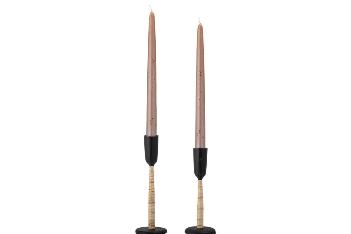 Kerzenhalter-Set Jamelia – handgehämmertes Metall in Schwarz (2er-Set)