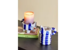 Kerzenhalter-Set Misu – handbemaltes Steingut in verschiedenen Farben (2er-Set)