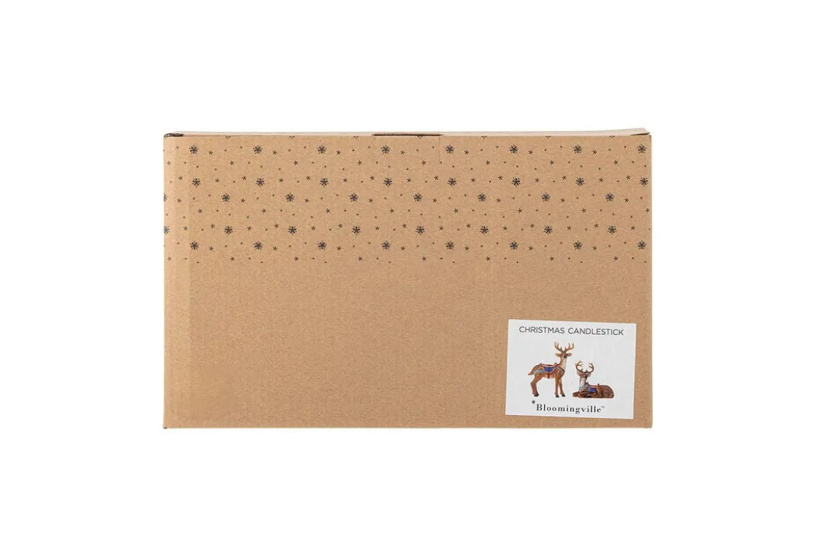 Kerzenhalter-Set Noelio – handbemalte Rentiere aus Polyresin (2er-Set)