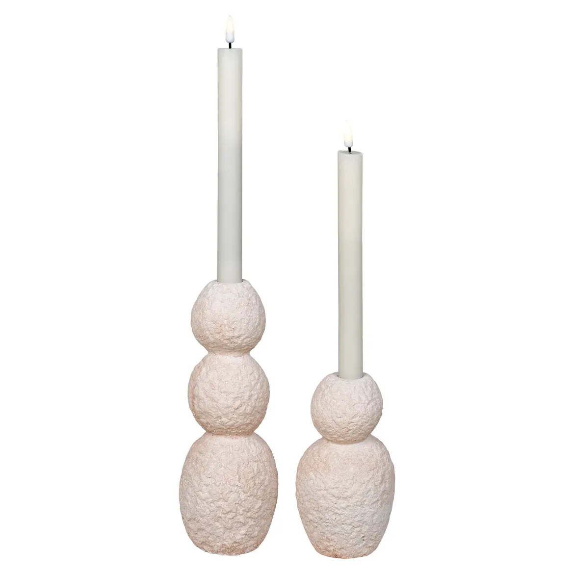 Kerzenhalter-Set „Roccia Duo“ – Zement in Beige
