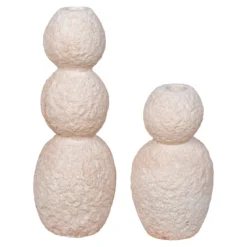 Kerzenhalter-Set „Roccia Duo“ – Zement in Beige