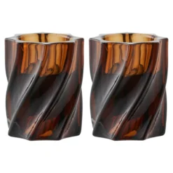 Kerzenhalter-Set „Smokaro“ – Glas in Rauchbraun (2er-Set)