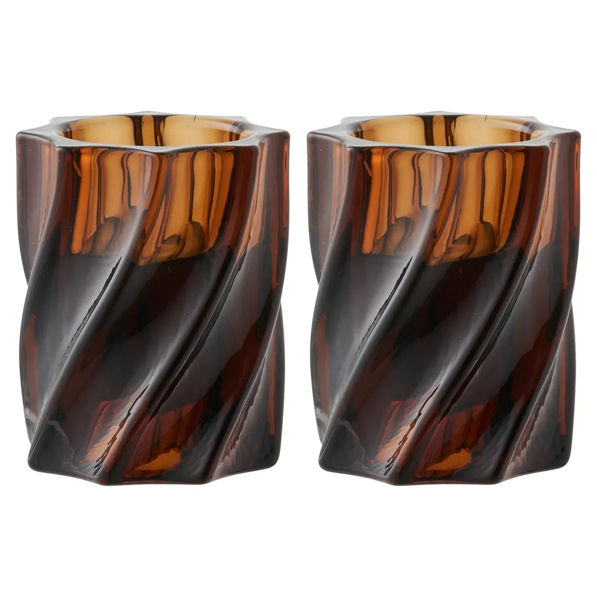 Kerzenhalter-Set „Smokaro“ – Glas in Rauchbraun (2er-Set)