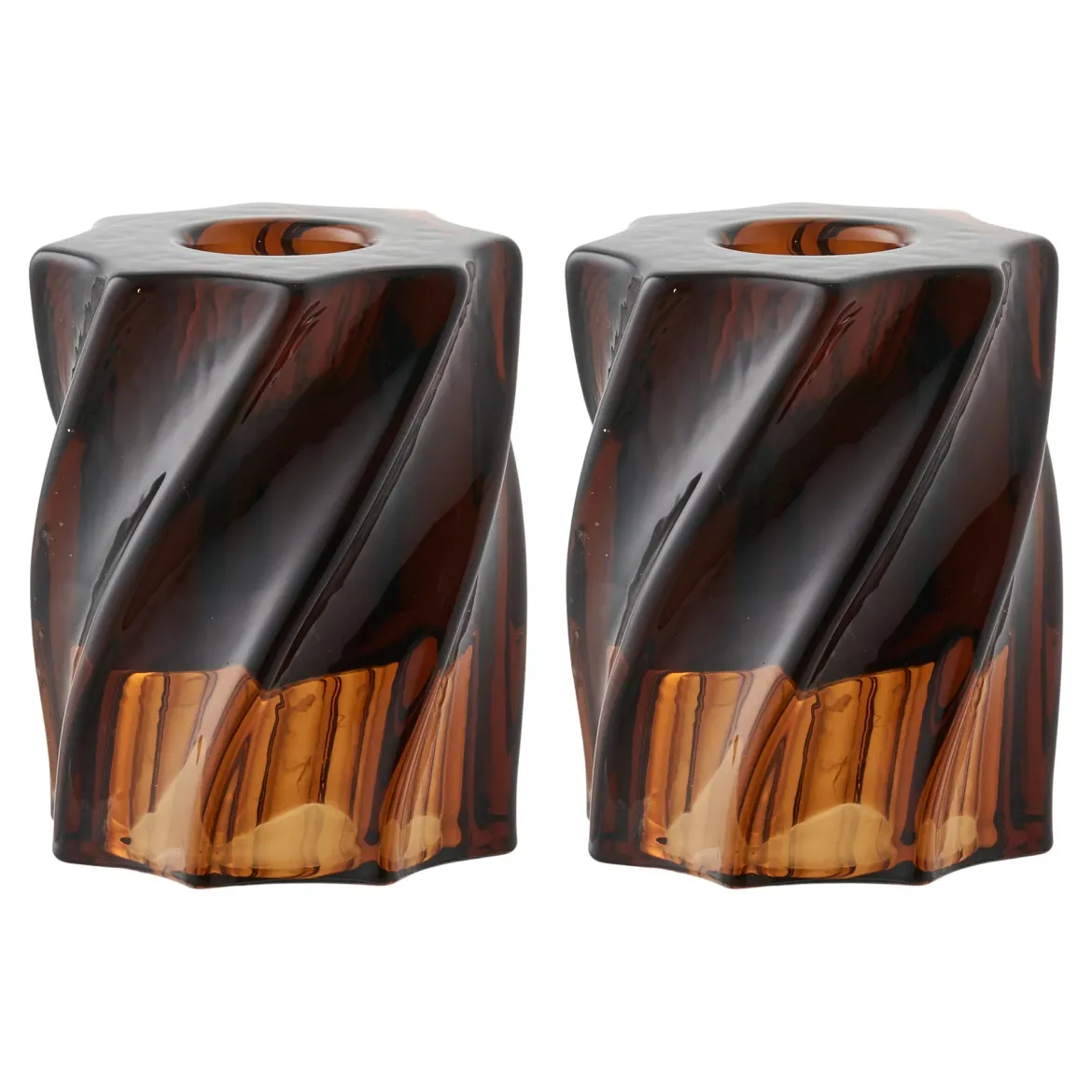 Kerzenhalter-Set „Smokaro“ – Glas in Rauchbraun (2er-Set)
