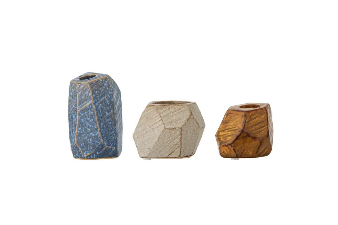 Kerzenhalter Set (3-teilig) "Blessure" - aus Steingut