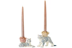 Kerzenhalter-Set Tigris – handbemaltes Steingut (2er-Set)