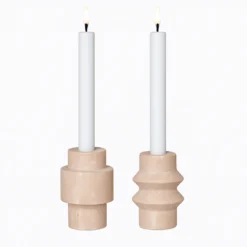 Kerzenhalter-Set "Traverno Duo" – Naturstein-Design aus Travertin